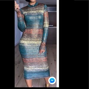 Metallic striped Bodycon dress